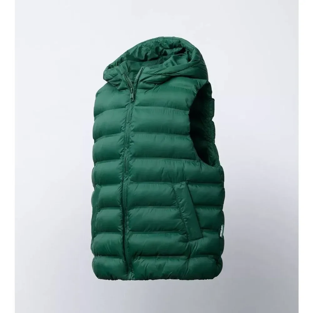 Zara Green Puffer Vest with Hood NWT Size 13-14 years old